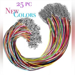 25pc COLORED WAX CORD NECKLACES DIY JEWELRY MAKING CRAFTING SUPPLIES BULK BUNDLE